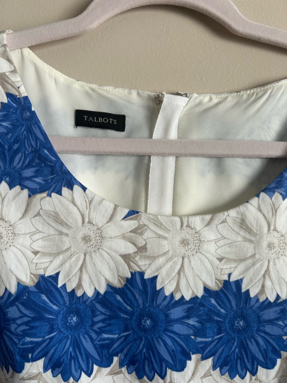 Talbots Blue and White Floral Stripe Midi Dress. Fully lined - Picture 5 of 5